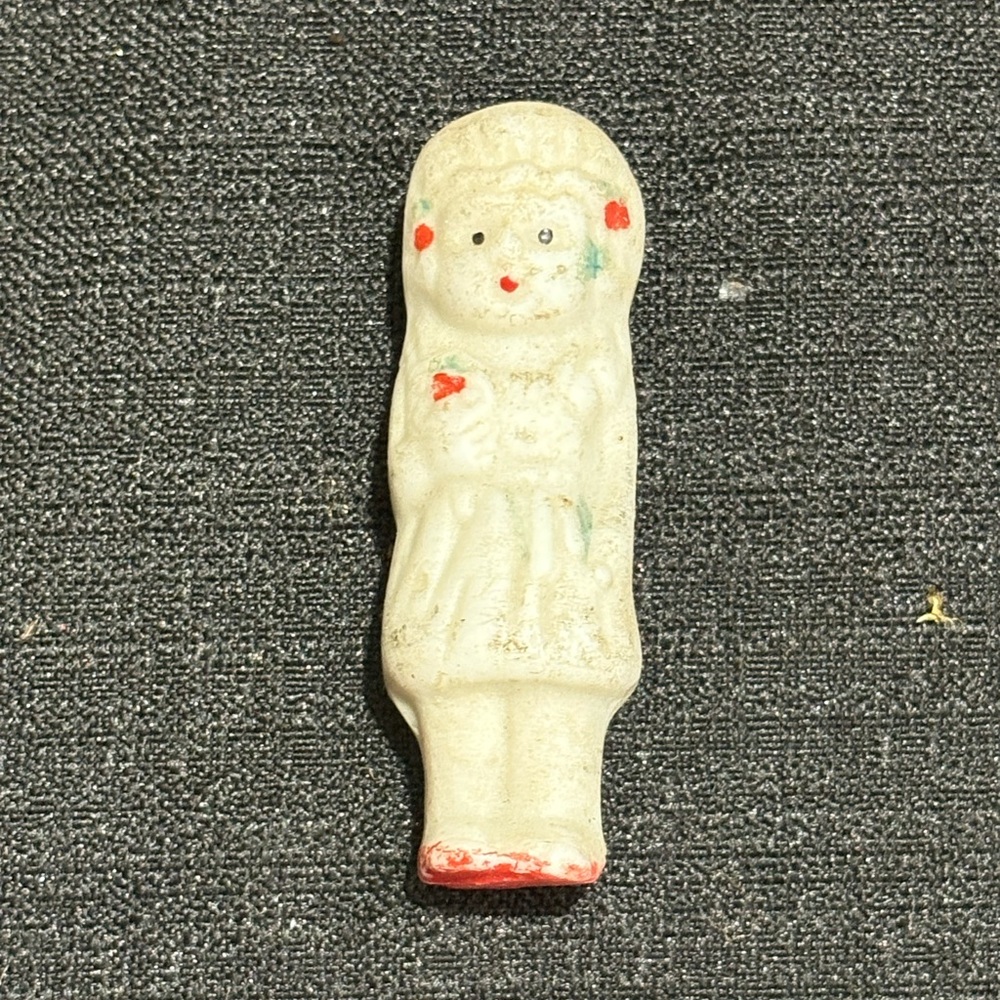 Vintage Japanese Doll Frozen Charlotte penny Doll 2" Tall Red White Blue